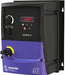 Blue and black rectangular cube shaped variable frequency drive with keypad, lockout switch, 2 knobs, and invertek optidrive e3 and IP66 NEMA 4X printed on it.