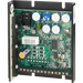 Black chassis mount electronic DC speed controller. Exposed chips, wires, battery and more on green control board.