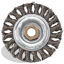 .020" Wire 5" Dia 5/8"-11 Bore Abrasive Knot Wheel Wire Brush