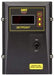 Black plastic enclosed SCR DC motor speed controller. On/off switch in middle, dart contols logo at top, setpoint printed upper middle. Digital screen upper left with up down and enter buttons on upper right.