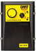 Black and yellow plastic enclosed AC motor speed controller VFD. Dart contols logo at top right, EZ VFD printed bottom right. Fwd off rev switch upper right. Speed potentiometer knob upper left. Variable frequency drive printed below speed contol knob. pwr light and mem fault light upper right.