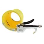 1/4 inch ID 1/4 inch NPT Rigid 1/4 inch NPT Swivel 25 feet Long Air Hose Coiled Hose Nylon w/ Blow Gun Yellow