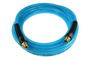 1/4 inch NPT Rigid 25 feet Long 5/16 inch ID Air Hose Polyurethane Reusable Fitting Straight Hose Strain Relief Fitting Transparent Blue