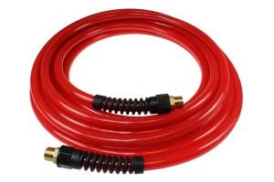 1/4 inch NPT Rigid 25 feet Long 3/8 inch ID Air Hose Polyurethane Reusable Fitting Straight Hose Strain Relief Fitting Transparent Red