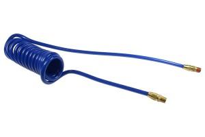 25 feet Long 3/8 inch ID 3/8 inch NPT Swivel Air Hose Coiled Hose Dark Blue Polyurethane Reusable Fitting