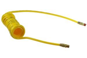 1/4 inch NPT Swivel 20 feet Long 3/8 inch ID Air Hose Coiled Hose Polyurethane Yellow