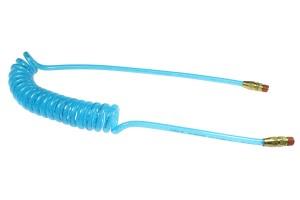 10 feet Long 3/8 inch ID 3/8 inch NPT Swivel Air Hose Coiled Hose Polyurethane Reusable Fitting Transparent Blue