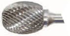 1/4" Shank Diameter 3/16" Cut Diameter 5/16" Cut Length Abrasive Carbide Burr Double Cut Oval/Egg Shape