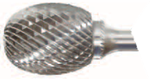 1/4" Shank Diameter 19/32" Cut Length 3/8" Cut Diameter 6" Extended Shank Length Abrasive Carbide Burr Double Cut Oval/Egg Shape