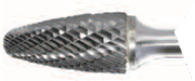 1/4" Shank Diameter 3/4" Cut Length 3/8" Cut Diameter Abrasive Carbide Burr Double Cut Tree Shape Radius