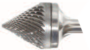 1/4" Shank Diameter 5/8" Cut Diameter 60º Cone Shape 9/16" Cut Length Abrasive Carbide Burr Double Cut