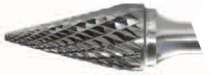 1/2" Cut Length 1/8" Shank Diameter 3/16" Cut Diameter Abrasive Carbide Burr Pointed Cone Shape