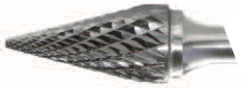 1/2" Cut Diameter 1/4" Shank Diameter 7/8" Cut Length Abrasive Carbide Burr Pointed Cone Shape