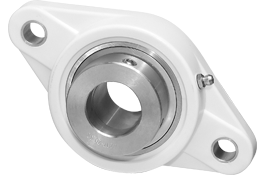 2 Bolt flange Eccentric Locking Stainless Steel Bearing Thermoplastic Housing Wide Inner Race