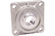 4 Bolt flange Hard Chrome Bearing Set Screw Locking Stainless Steel Housing Wide Inner Race